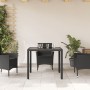 Gartentisch mit Glasauflage PE Rattan schwarz 90x90x75 cm von vidaXL, Gartentische - Ref: Foro24-365525, Preis: 114,57 €, Rab...