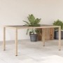 Garden table with glass surface, beige PE rattan, 150x90x75 cm. by vidaXL, Garden tables - Ref: Foro24-365533, Price: 159,68 ...