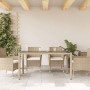 Garden table with glass surface, beige PE rattan, 150x90x75 cm. by vidaXL, Garden tables - Ref: Foro24-365533, Price: 159,68 ...