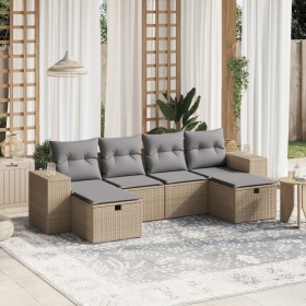 Garden sofa set with beige mixed cushions, 6 pieces, PE rattan. by vidaXL, Garden sets - Ref: Foro24-3264475, Price: 393,99 €...