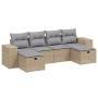 Garden sofa set with beige mixed cushions, 6 pieces, PE rattan. by vidaXL, Garden sets - Ref: Foro24-3264475, Price: 393,99 €...