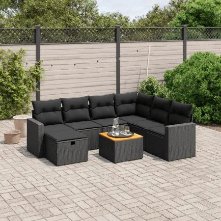 8-teiliges Gartensofa-Set und Kissen aus schwarzem Kunststoff-Rattan. von vidaXL, Gartensets - Ref: Foro24-3264849, Preis: 48...