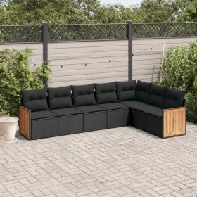 7-piece garden dining set with black synthetic rattan cushions by vidaXL, Garden sets - Ref: Foro24-3260109, Price: 480,70 €,...