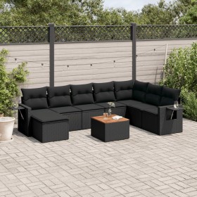 Set aus 8-teiligen Gartensofas und Kissen Kunstrattan schwarz von vidaXL, Modulare Sofas für den Außenbereich - Ref: Foro24-3...