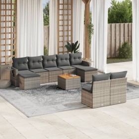 Set mit 10 Gartensofas mit Kissen synthetisches Rattangrau von vidaXL, Modulare Sofas für den Außenbereich - Ref: Foro24-3224...