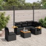 Set aus 6-teiligen Gartensofas und Kissen Kunstrattan schwarz von vidaXL, Gartensets - Ref: Foro24-3226818, Preis: 384,18 €, ...