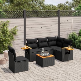 6-piece garden sofa set with black synthetic rattan cushions by vidaXL, Garden sets - Ref: Foro24-3226818, Price: 377,82 €, D...