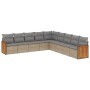 Set de sofás de jardín 9 pzas con cojines ratán sintético beige de vidaXL, Conjuntos de jardín - Ref: Foro24-3227739, Precio:...