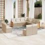 Set von 11-teiligen Gartensofas mit beigen Kissen aus synthetischem Rattan von vidaXL, Gartensets - Ref: Foro24-3227766, Prei...