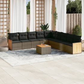 Garden sofa set 10 pieces with gray synthetic rattan cushions by vidaXL, Garden sets - Ref: Foro24-3227747, Price: 637,94 €, ...