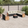 Set de sofás de jardín 10 pzas cojines ratán sintético negro de vidaXL, Conjuntos de jardín - Ref: Foro24-3227785, Precio: 63...