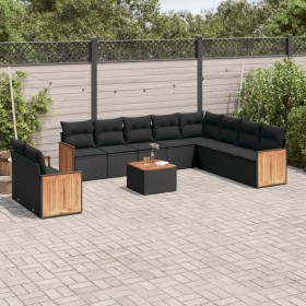 Garden sofa set 11 pieces and black synthetic rattan cushions by vidaXL, Garden sets - Ref: Foro24-3227798, Price: 674,25 €, ...