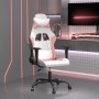 Silla gaming de masaje cuero sintético blanco y rosa de vidaXL, Sillones para videojuegos - Ref: Foro24-345408, Precio: 126,3...