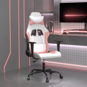 White and pink synthetic leather massage gaming chair by vidaXL, Gaming chairs - Ref: Foro24-345408, Price: 122,50 €, Discoun...