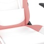 Silla gaming de masaje cuero sintético blanco y rosa de vidaXL, Sillones para videojuegos - Ref: Foro24-345408, Precio: 122,9...