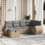 Garden sofa set with beige mixed cushions, 6 pieces, PE rattan. by vidaXL, Garden sets - Ref: Foro24-3264105, Price: 442,80 €...