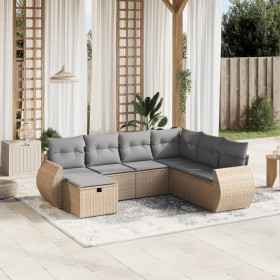 Garden sofa set with beige mixed cushions, 7 pieces, PE rattan. by vidaXL, Garden sets - Ref: Foro24-3264145, Price: 498,99 €...