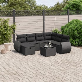 Set aus 8-teiligen Gartensofas und Kissen Kunstrattan schwarz von vidaXL, Gartensets - Ref: Foro24-3264151, Preis: 547,46 €, ...