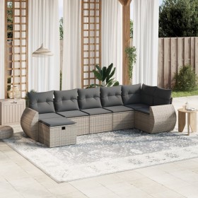 7-piece garden sofa set with gray PE rattan cushions by vidaXL, Garden sets - Ref: Foro24-3264126, Price: 498,00 €, Discount: %