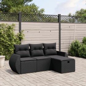 4-piece garden sofa set with black synthetic rattan cushions by vidaXL, Garden sets - Ref: Foro24-3264061, Price: 287,57 €, D...