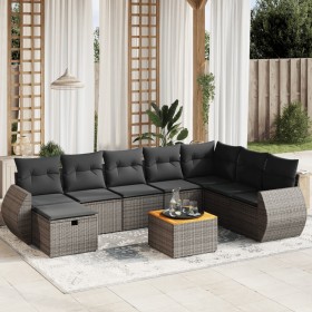 Garden furniture set 9 pieces and gray synthetic rattan cushions by vidaXL, Garden sets - Ref: Foro24-3265099, Price: 590,73 ...