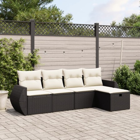 5-teiliges Gartenmöbel-Set und Kissen aus synthetischem Rattan schwarz von vidaXL, Gartensets - Ref: Foro24-3264082, Preis: 3...