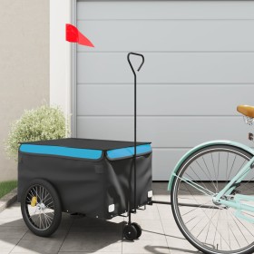 Bicycle trailer, black and blue, made of iron, 30 kg. by vidaXL, Bicycle trailers - Ref: Foro24-94100, Price: 91,99 €, Discou...