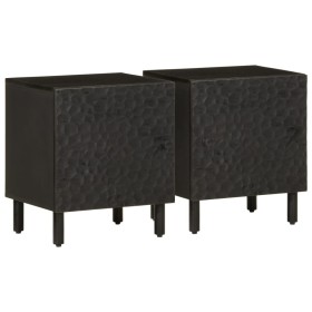 Mesitas de noche 2 uds madera maciza de mango negro 40x33x46 cm de vidaXL, Mesitas de noche - Ref: Foro24-356816, Precio: 107...