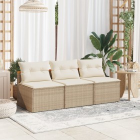 Gartensofa ohne Armlehnen 2 Stück und PE Rattan Kissen beige von vidaXL, Outdoor-Sofas - Ref: Foro24-365834, Preis: 158,99 €,...