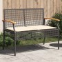 Gartenbank mit Kissen aus schwarzem synthetischem Rattan und Akazienholz von vidaXL, Gartenbänke - Ref: Foro24-366255, Preis:...