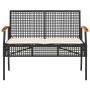 Garden bench with black synthetic rattan cushion and acacia wood by vidaXL, garden benches - Ref: Foro24-366255, Price: 99,24...