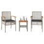 Small table and chairs with 3-piece PE rattan cushions in gray acacia wood. by vidaXL, Garden sets - Ref: Foro24-366260, Pric...