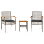 Small table and chairs with 3-piece PE rattan cushions in gray acacia wood. by vidaXL, Garden sets - Ref: Foro24-366260, Pric...