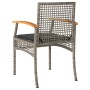 Small table and chairs with 3-piece PE rattan cushions in gray acacia wood. by vidaXL, Garden sets - Ref: Foro24-366260, Pric...