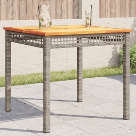 Synthetic rattan garden table with gray acacia wood, 80x80x75 cm. by vidaXL, Garden tables - Ref: Foro24-366274, Price: 118,9...