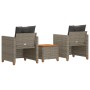 Tisch und Stühle mit Kissen 3 Stk. PE Rattanholz Akaziengrau von vidaXL, Gartensets - Ref: Foro24-366310, Preis: 204,38 €, Ra...