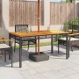 Synthetic rattan garden table with black acacia wood, 140x80x75 cm. by vidaXL, Garden tables - Ref: Foro24-366276, Price: 165...