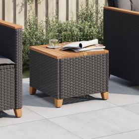 Synthetic rattan garden table with black acacia wood, 45x45x37 cm. by vidaXL, Garden tables - Ref: Foro24-366325, Price: 49,3...