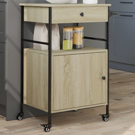 Kitchen cart made of Sonoma oak engineered wood, measuring 56x43x89.5 cm. by vidaXL, Kitchen and dining carts - Ref: Foro24-8...