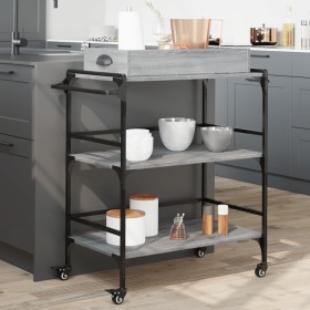 Carrito de cocina madera ingeniería gris Sonoma 81,5x41x92,5 cm de vidaXL, Carros de cocina y comedor - Ref: Foro24-842344, P...