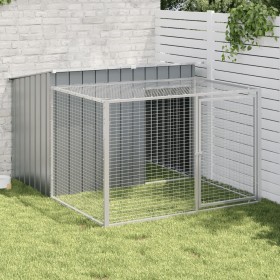 Caseta perros con corral acero galvanizado gris 153x194x110 cm de vidaXL, Casetas para perros - Ref: Foro24-3214222, Precio: ...