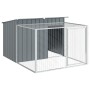 Caseta perros con corral acero galvanizado gris 153x194x110 cm de vidaXL, Casetas para perros - Ref: Foro24-3214222, Precio: ...