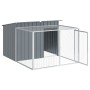 Caseta perros con corral acero galvanizado gris 153x194x110 cm de vidaXL, Casetas para perros - Ref: Foro24-3214222, Precio: ...