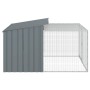 Caseta perros con corral acero galvanizado gris 153x194x110 cm de vidaXL, Casetas para perros - Ref: Foro24-3214222, Precio: ...