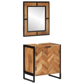 Set of 2-piece bathroom furniture made of solid acacia wood and iron. by vidaXL, bathroom vanities - Ref: Foro24-3217119, Pri...