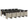 Set de comedor de jardín 11 pzas y cojines ratán sintético gris de vidaXL, Conjuntos de jardín - Ref: Foro24-3210575, Precio:...