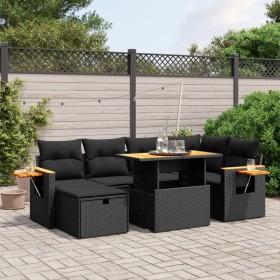 7-teiliges Garten-Esszimmerset und Kissen synthetisches Rattan schwarz von vidaXL, Gartensets - Ref: Foro24-3276142, Preis: 4...