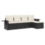 Set de muebles de jardín 5 pzas y cojines ratán sintético negro de vidaXL, Conjuntos de jardín - Ref: Foro24-3252423, Precio:...