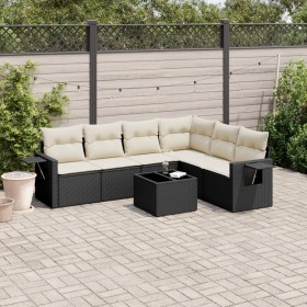 7-teiliges Garten-Esszimmerset und Kissen synthetisches Rattan schwarz von vidaXL, Gartensets - Ref: Foro24-3252553, Preis: 4...