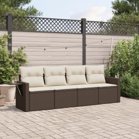 Garden sofa set 4 pieces with brown synthetic rattan cushions by vidaXL, Garden sets - Ref: Foro24-3252220, Price: 268,99 €, ...